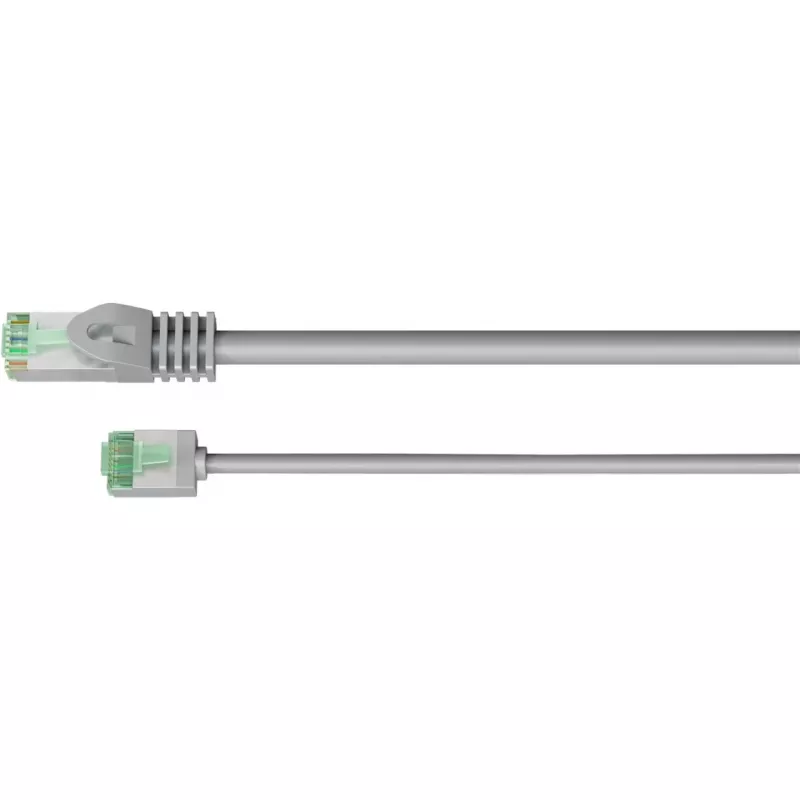 Goobay Ultra-Flexibles CAT 8.1 Patchkabel schlank U/FTP Grau - extra-kurzer Stecker 99,9% (74349)