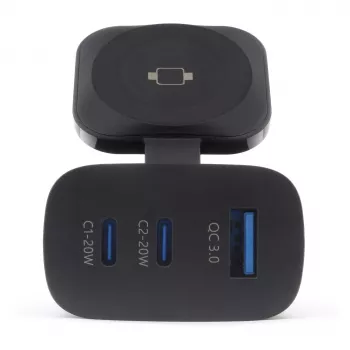 RealPower 450476 mobiles Ladegerät Powerbank, Smartwatch, Tablet Schwarz AC Kabelloses Laden Schnellladung Innenbereich