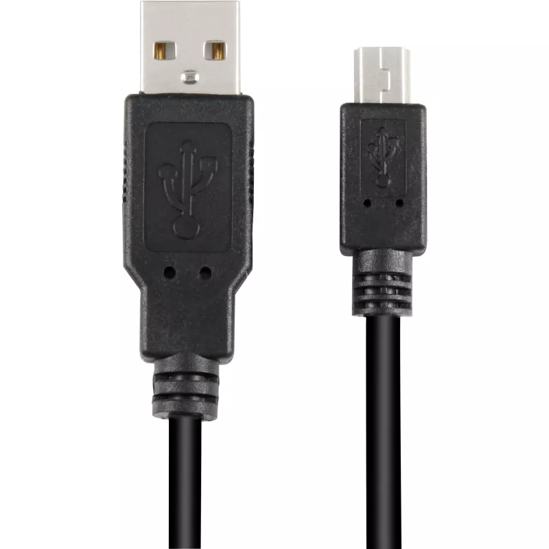USB 2.0 Kabel, USB-A Stecker > Mini-USB Stecker (schwarz, 1,0 Meter, doppelt geschirmt)