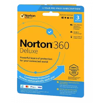 Norton 360 Deluxe | 3 Geräte | 1 Jahr | 25 GB Cloud-Speicher | EU