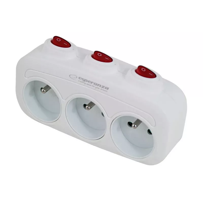 Esperanza ELK307W Elektroverteiler, 3 Steckdosen mit Schalter, weiß