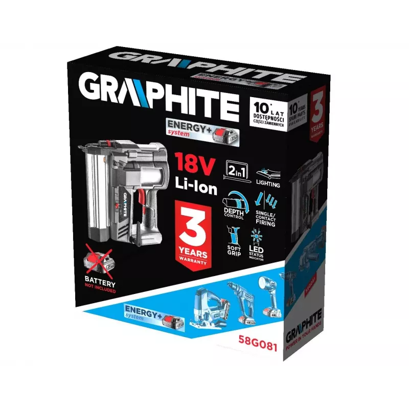 Graphite 58G081 Energy+ Akku-Tacker 2-in-1, 18 V Li-Ion, ohne Akku