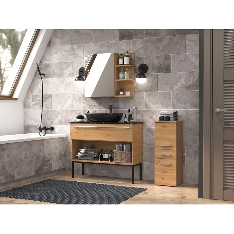 Top E Shop NEL V DDS ARTISAN Badezimmer-Aufbewahrungsschrank, Eiche