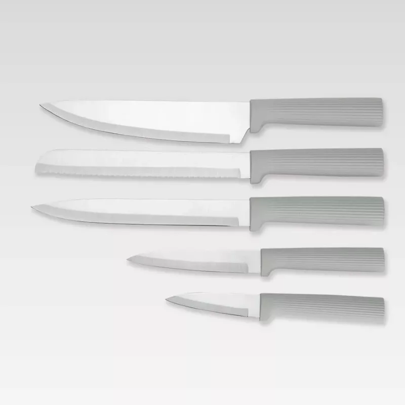 Maestro MR-1412-GREY Messerset mit Block und Schneidebrett-Set, Grau