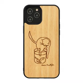 Schutzhülle man and wood für iPhone 12 Pro Max — Katze mit rotem Fisch