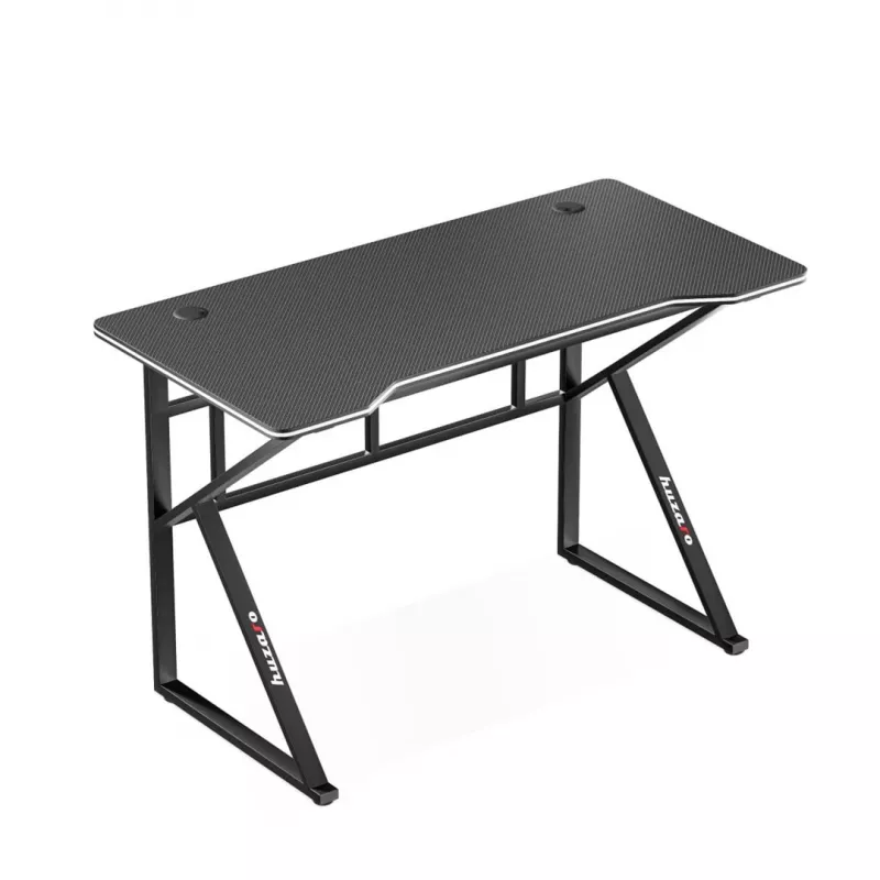 Gaming-Schreibtisch huzaro Hero 1.6 Schwarz — gerader Tisch aus MDF/Carbon 1200×600×750 mm, Metallgestell