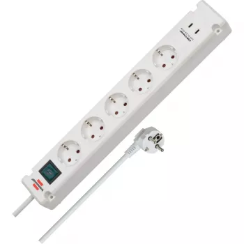 Brennenstuhl Bremounta Steckdosenleiste, 5 Steckdosen + 2x USB-C, 3 m, weiß