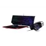 Gembird GGS-UMGL4-01 Phantom 4-in-1 beleuchtetes Gaming-Set (Tastatur, Maus, Headset, Mauspad), kabelgebunden USB, US-Layout, schwarz