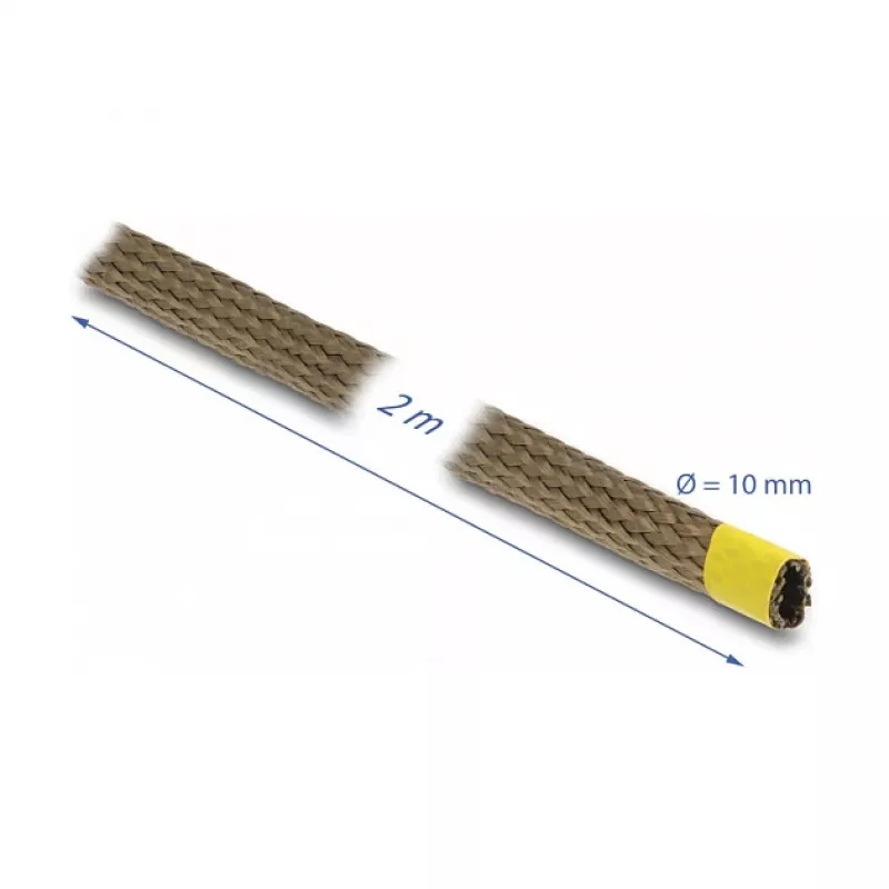 DeLOCK Flechtschlauch aus Basaltfasern 2 m x 10 mm Braun