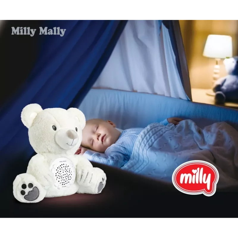 Plüsch-Projektor-Spielzeug Milly Mally Bär 5656 mit sanftem Licht fürs Kinderzimmer