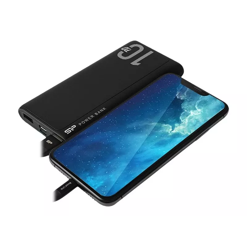 Silicon Power QP15 Powerbank 10000 mAh, 2x USB-A + 1x USB-C, Micro-USB, QC3.0 + PD, Schwarz