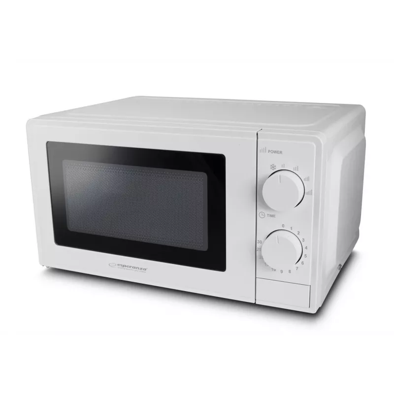 Esperanza ESTOFADO EKO011W Solo-Mikrowelle, Standgerät, 20 l, 700 W, 5 Leistungsstufen, 24,5 cm Drehteller, weiß