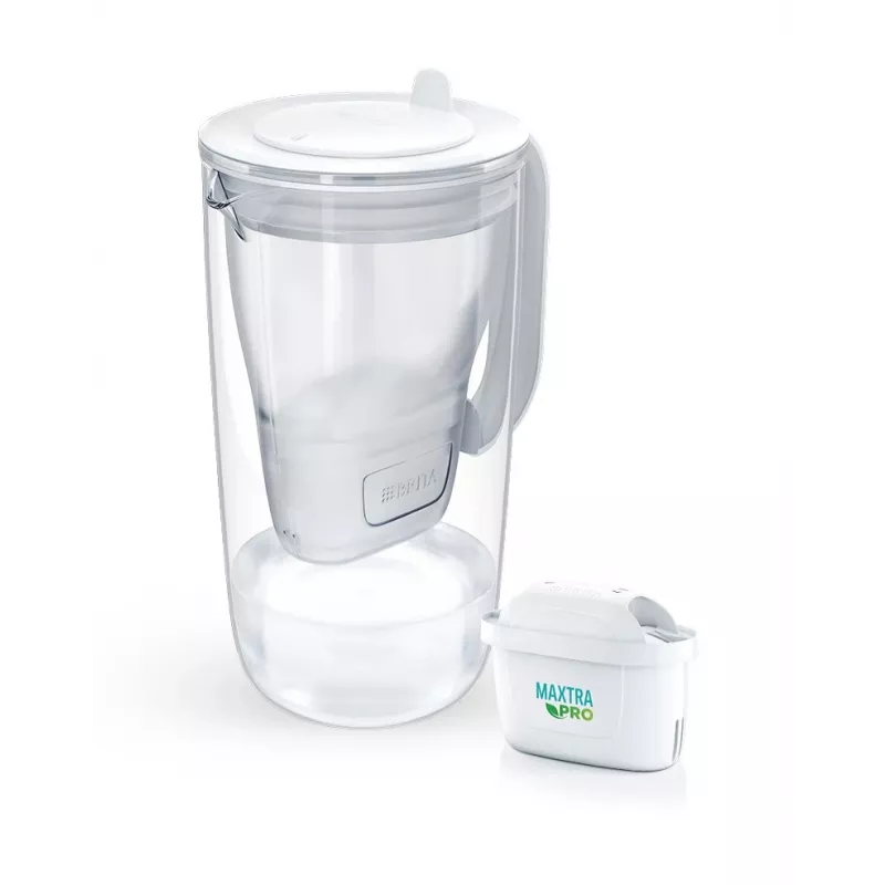 Brita Glass+1 Maxtra Pro Pure Performance Glas-Filterkanne, 2,5 l Gesamtvolumen / 1,5 l gefiltert, spülmaschinenfest, grau