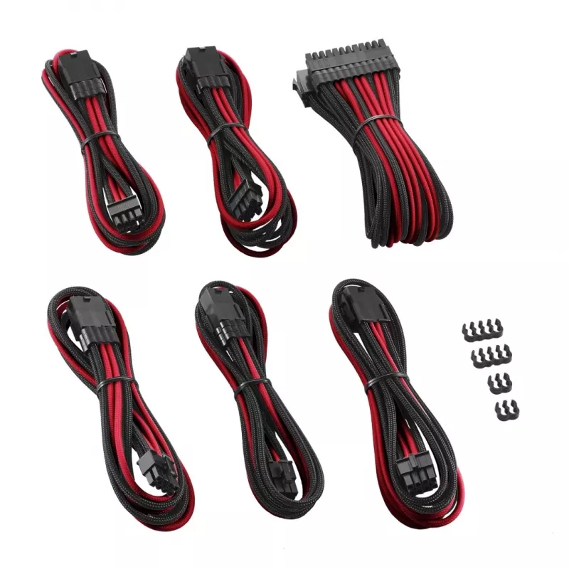 CableMod PRO ModMesh CM-PCAB-BKIT-NKKR-3PK-R Verlängerungskabel-Set, Schwarz/Rot