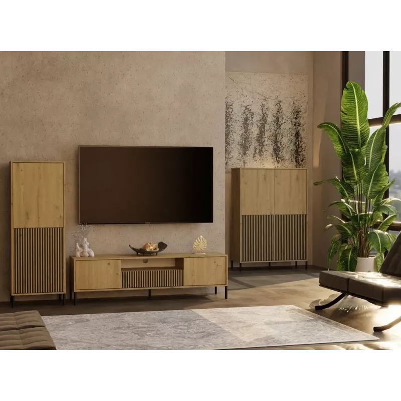 KAMARO 2DK schlank/GŁ Eiche ARTISAN DISPLAY CABINET