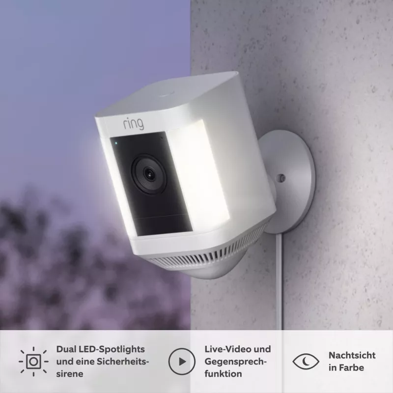 Ring Spotlight Cam Plus Plug-In Netzwerk-Überwachungskamera für den Außenbereich