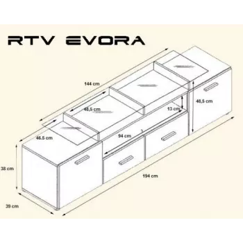 Cama TV-Ständer EVORA 200 schwarz/weiß glänzend
