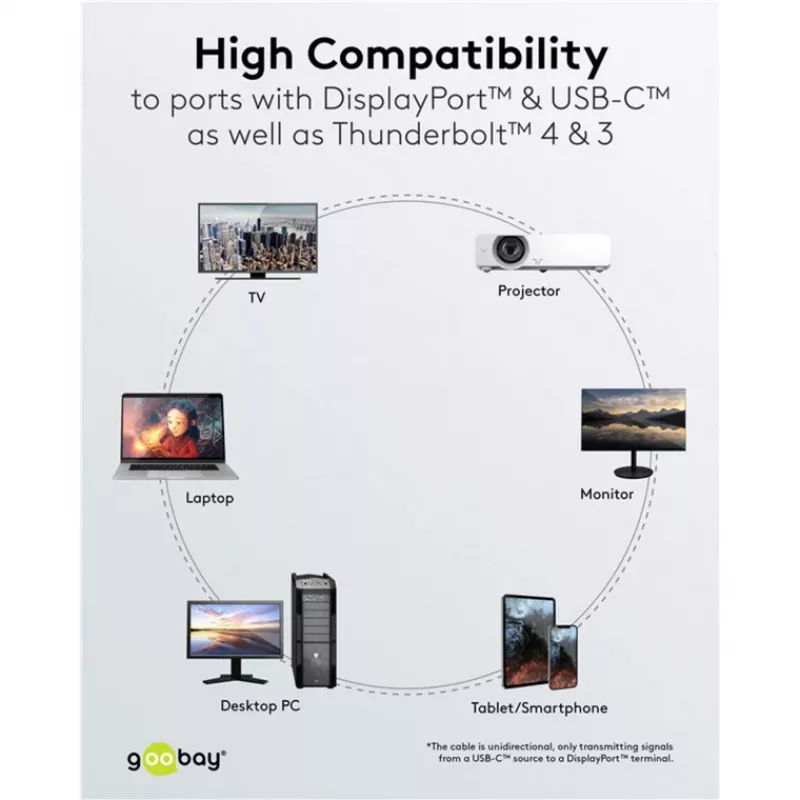 USB-Adapterkabel, USB-C-Stecker > DisplayPort-Stecker, 4K 60 Hz (schwarz/silber, 2 Meter, geflochtenes Kabel)