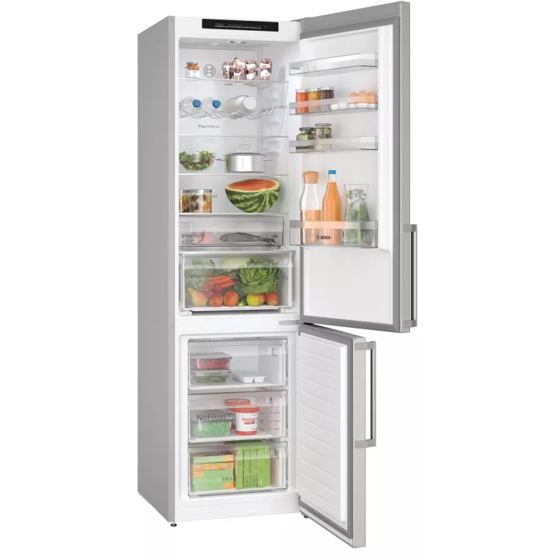 Bosch Serie 4 KGN39VICT Kühl-Gefrierkombination, freistehend, 363 l (260 l + 103 l), 203 cm, Energieeffizienzklasse C, Edelstahl