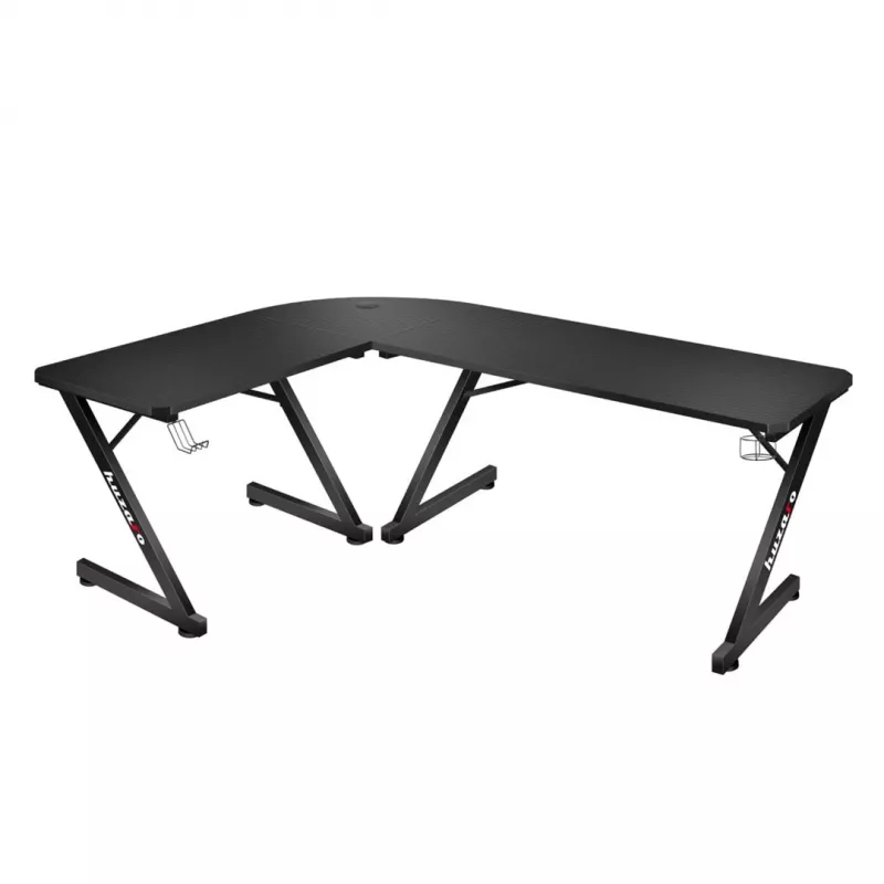 Huzaro Hero 7.0 Eck-Gaming-Computertisch, rechteckig, Carbonfaser, Aluminium, 154×48×72,5 cm, schwarz