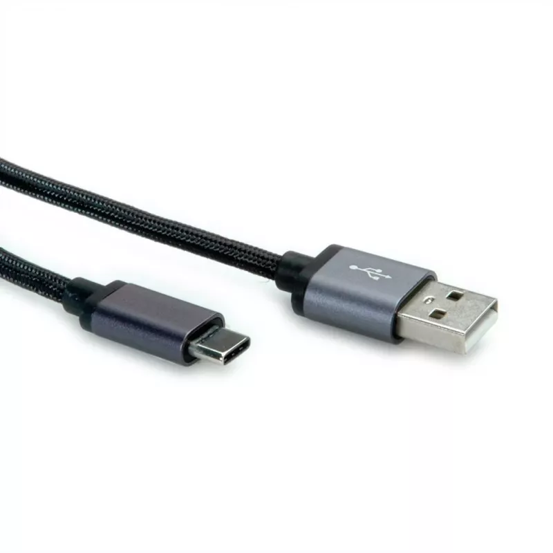 ROLINE USB-2.0-Kabel, USB-C auf USB-A, 0,8 m, schwarz