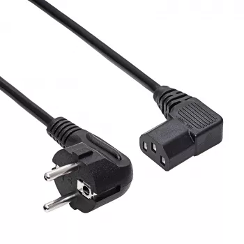 AKYGA AK-PC-12A Winkel-Netzkabel CEE 7/7 auf IEC C13, 3 m, Schwarz