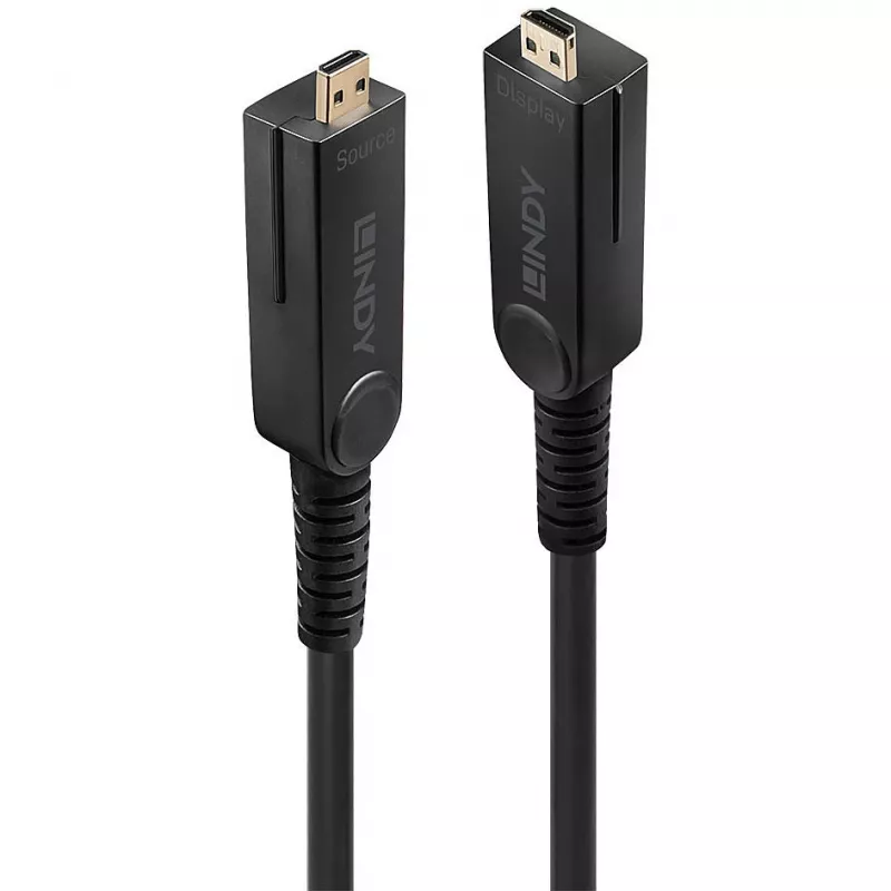 Lindy 10m Glasfaser-Hybrid-Mikro-HDMI-18G-Kabel mit abnehmbaren HDMI- und DVI-Anschlüssen