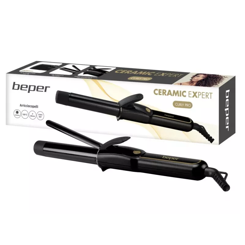 Beper P301PIS001 Lockenstab, 25 mm, Keramik, 180°C, 35 W, Schwarz