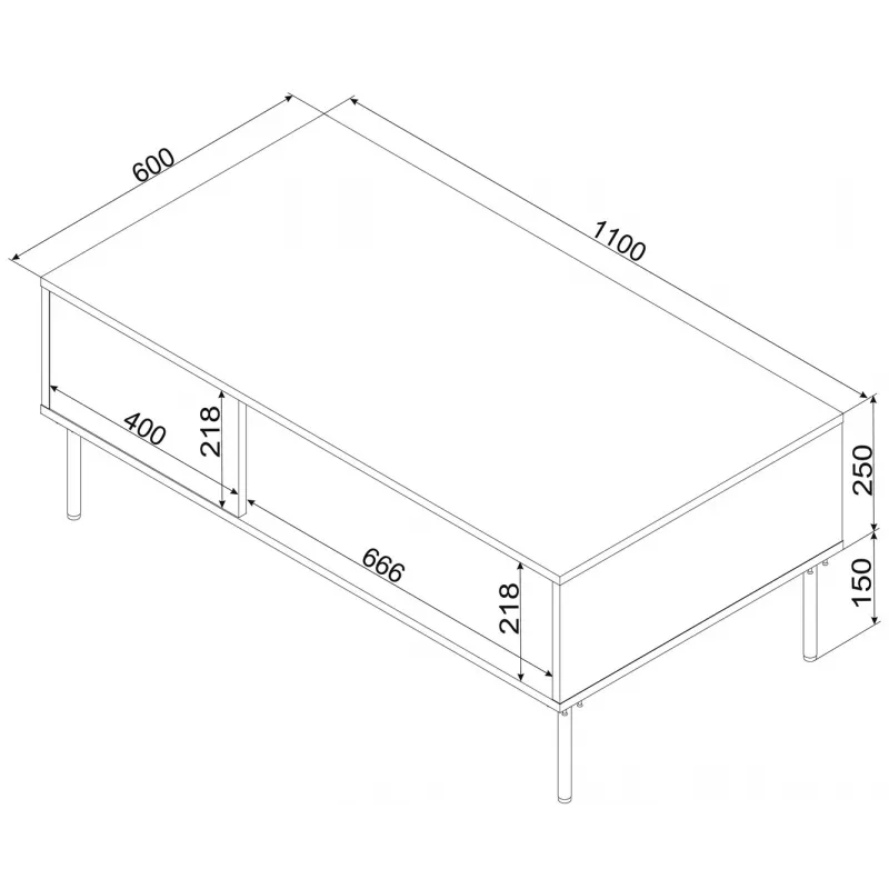 Cama TRESSE Bank / Tisch 110x60x40 matt grün