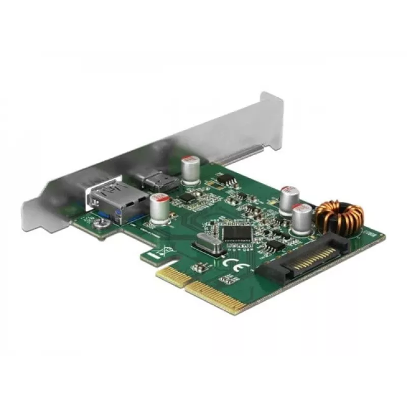 DeLOCK 90299 PCIe x4 Karte, 1x USB Type-C + 1x USB Type-A, USB 3.2 Gen 2 (10 Gbps)