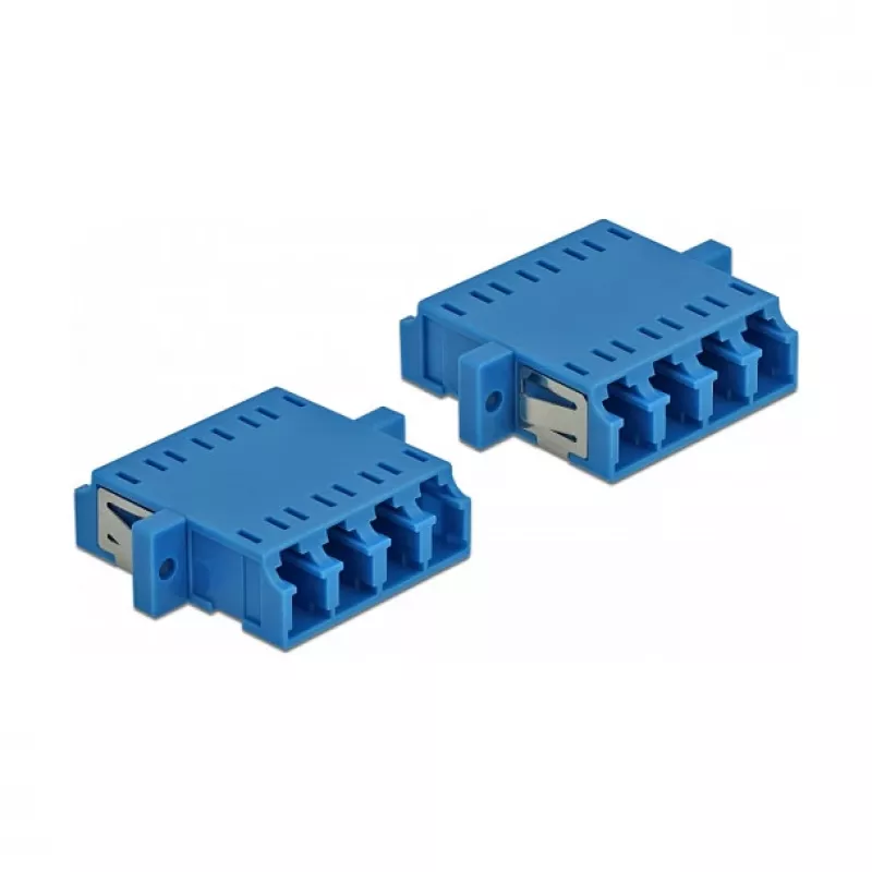 DeLOCK LC Quad Buchse zu LC Quad Buchse LWL-Kupplung, Singlemode, Blau, 2 Stk.