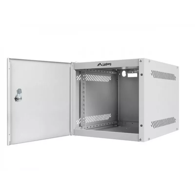 Lanberg WF10-2304-00S 10-Zoll-Wandschrank 4U, 280×310×247 mm, Metalltür, 20 kg Traglast, IP20, Flatpack, grau