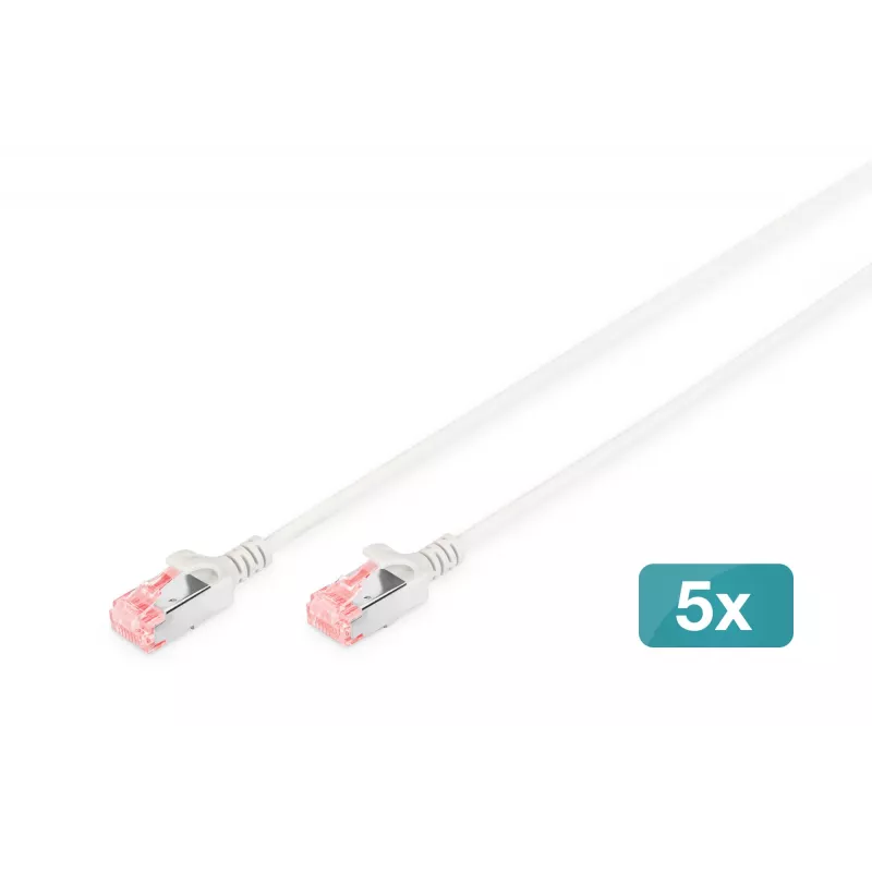 Digitus DK-1624-100S-5 CAT 6 U/FTP Slim Patchkabel, 10 m, grau, 5er-Pack