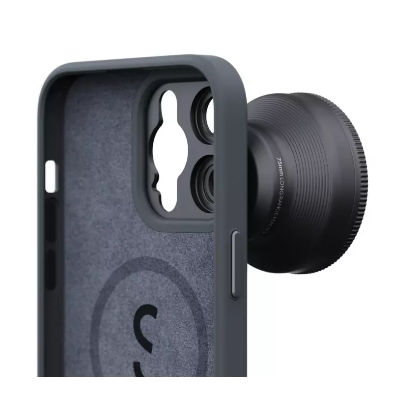 ShiftCam AC-CA-14PR-CH-EF Kamera-Schutzhülle mit Objektivhalterung für iPhone 14 Pro, MagSafe, Anthrazit