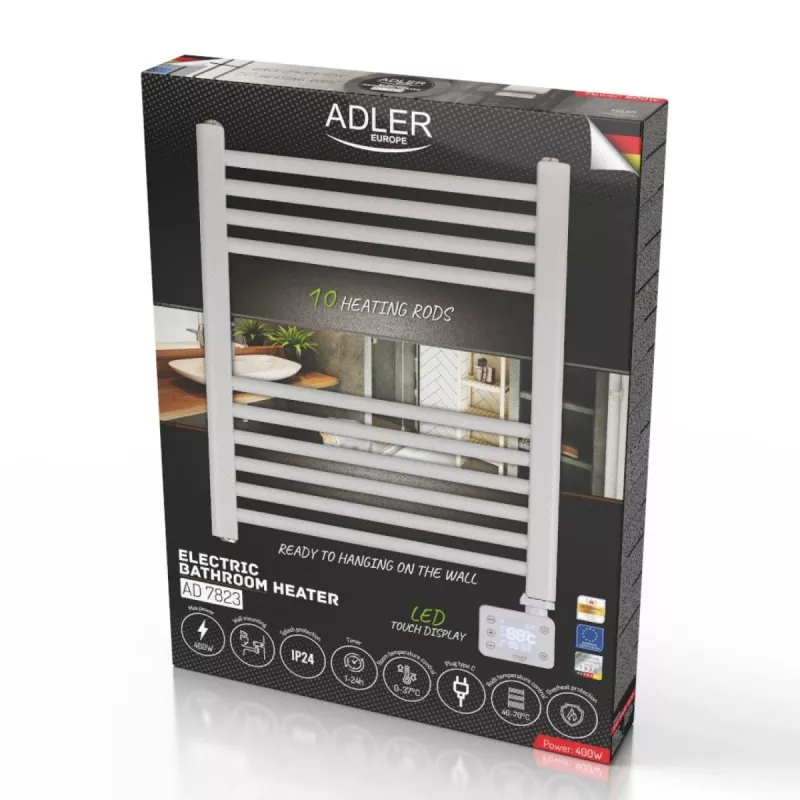LED Elektrischer Badezimmerheizkörper | AD 7823 | Heizkörper | 400 W | Weiß | IP24