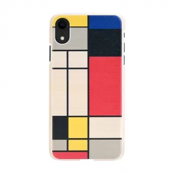 Smartphone-Hülle man and wood für iPhone XR – Holzrückseite, weißer Rahmen