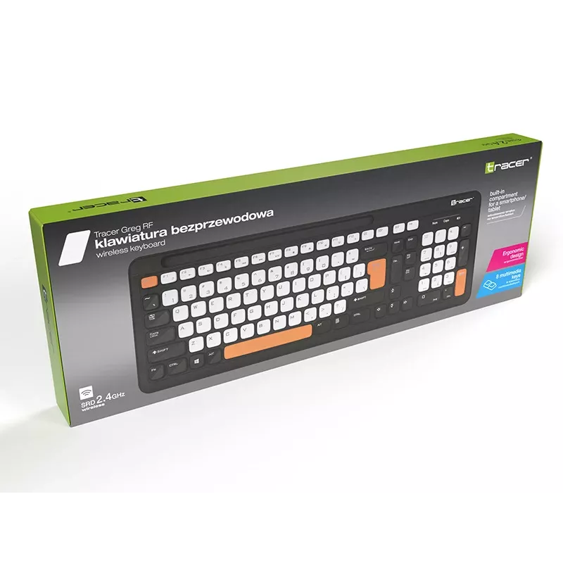 Tracer Greg RF kabellose Tastatur, 2,4 GHz, Standardgröße, Schwarz