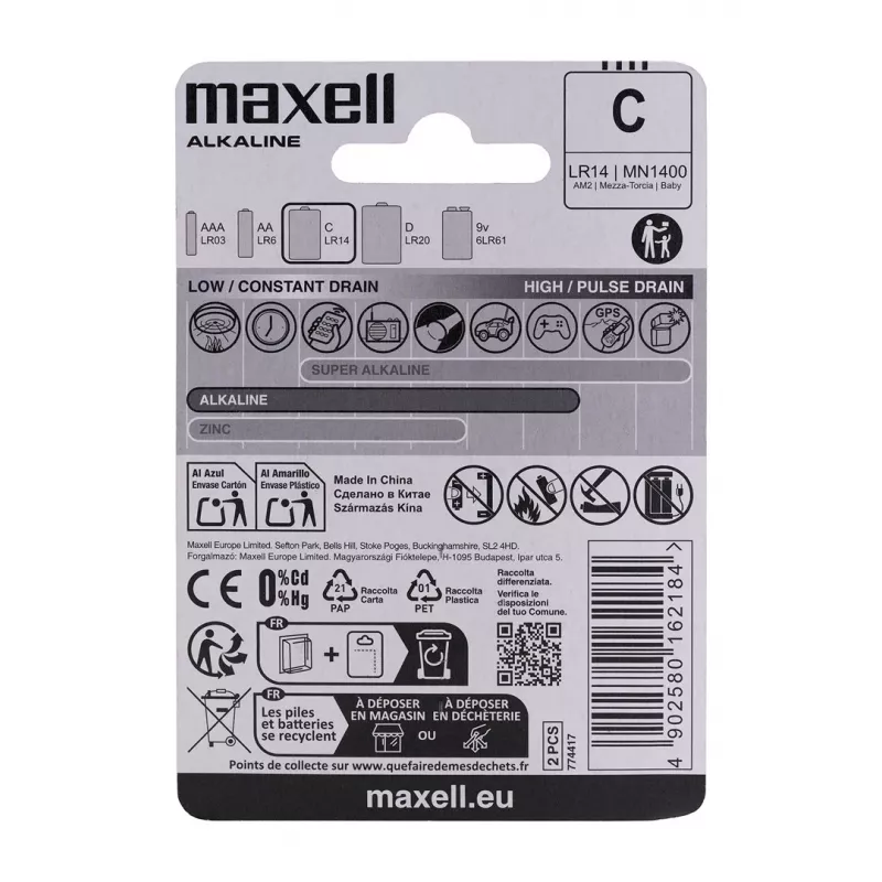 Maxell LR14 (C) Alkaline-Batterie, 2 Stk.