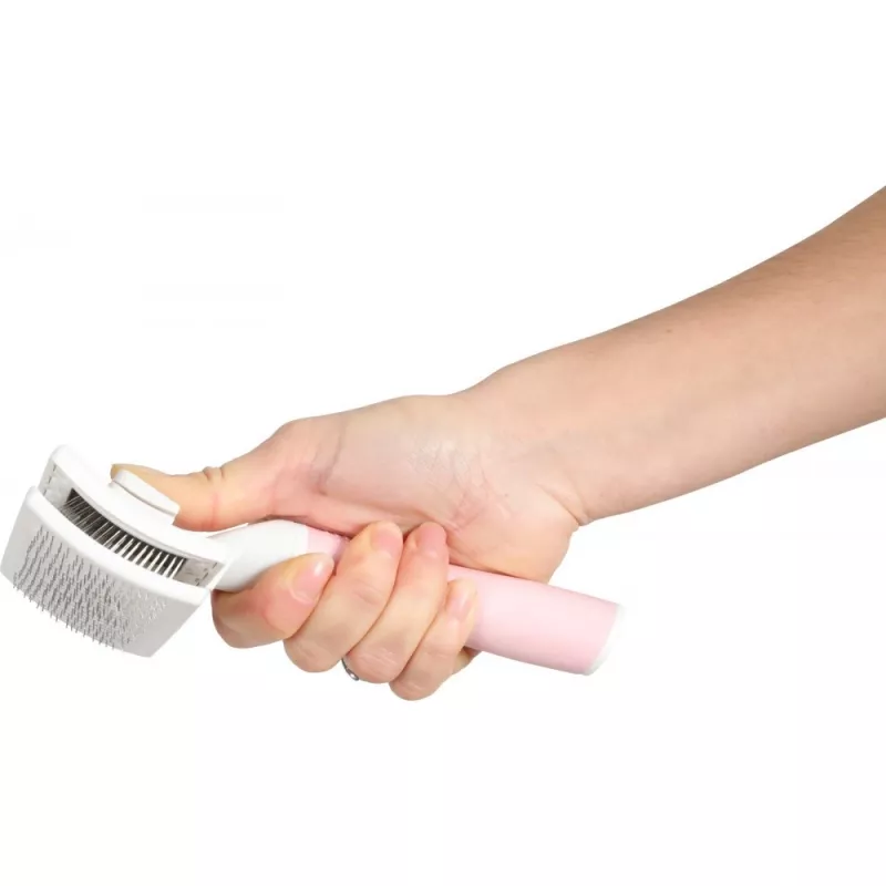Bürste ZOLUX 550004 — Katzenbürste S, Stahlborsten, Kunststoffgriff, 175 mm, rosa/weiß