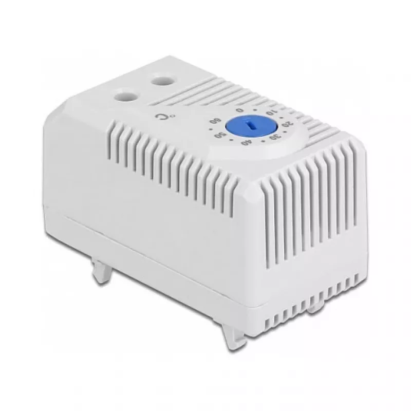 Delock 66823 Thermostat mit Öffner-Kontakt für Hutschiene, grau