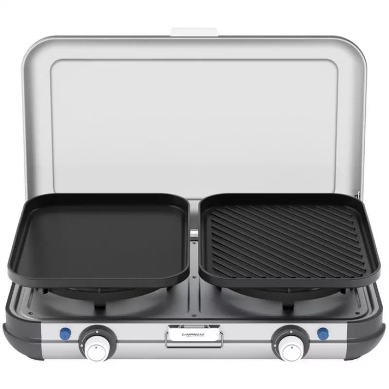 Tragbarer Grillkocher Campingaz 2213311, 2 Zonen, 5,4 kg, 490×350 mm, schwarz/grau/silber