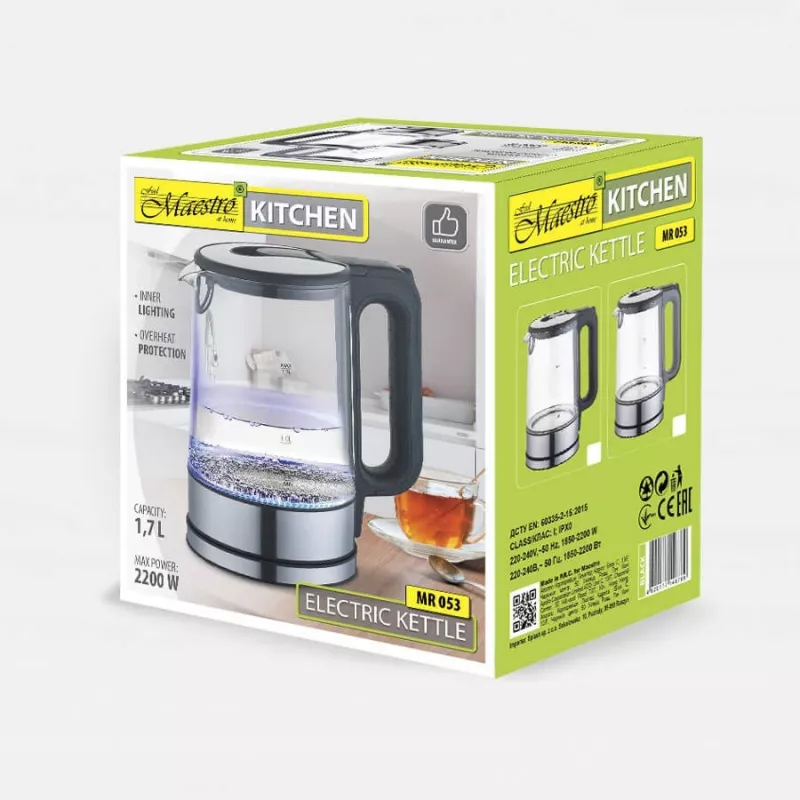 MAESTRO MR-053 Wasserkocher 1.7 L 2200 W (MR-053-Grau) Grau