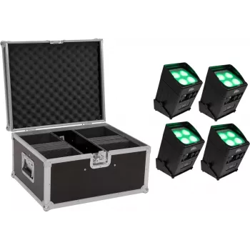 Eurolite Set 4x AKKU UP-4 Entry QCL Spot QuickDMX mit Case