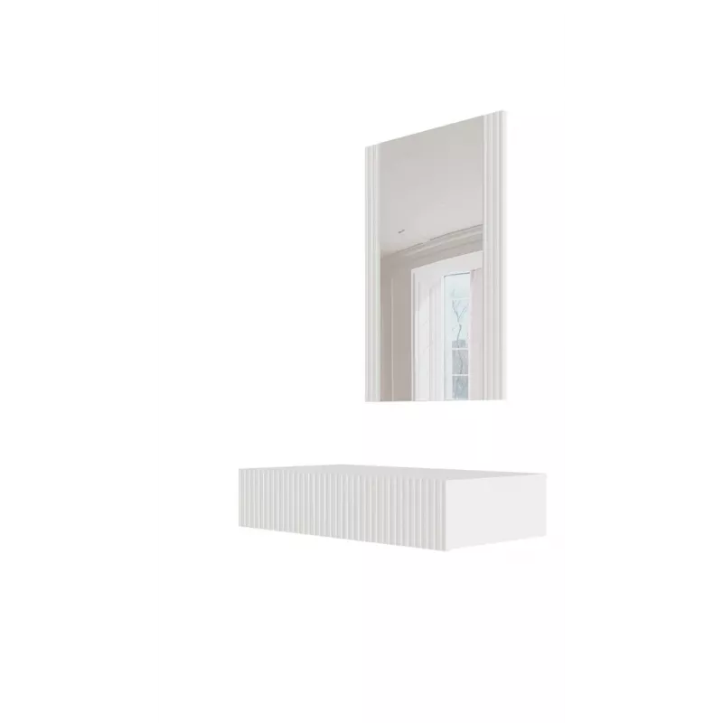 Schminktisch mit Spiegel cama meble PAFOS 80×41,6×100 cm, weiß matt, MDF-Rahmen, 1 Schublade