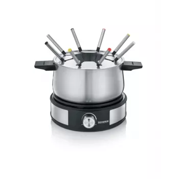 Severin FO 2471 Fondue- und Crêpe-Kombination, Schwarz/Edelstahl