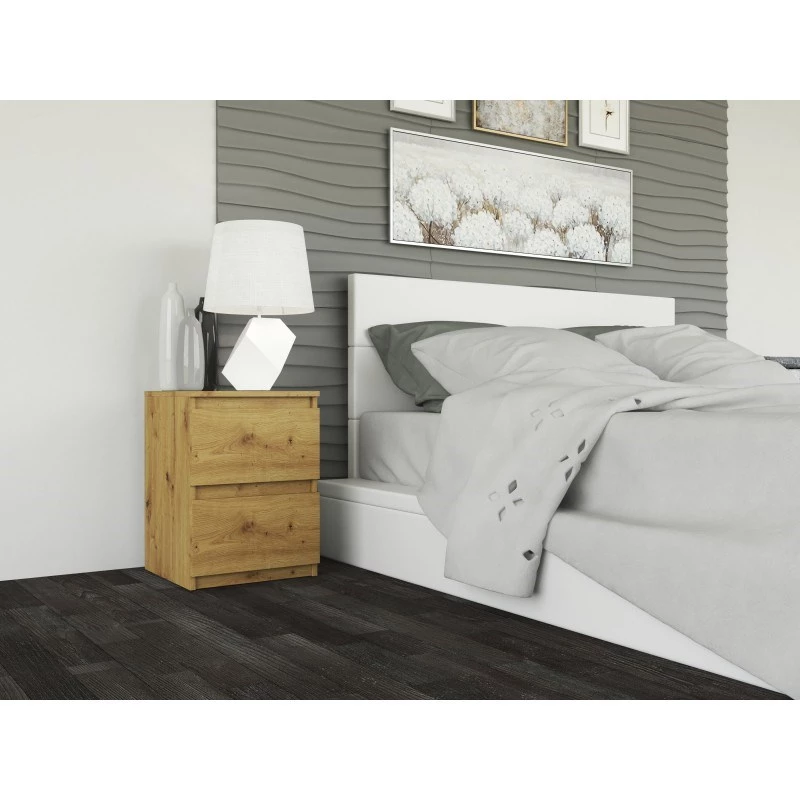 Nachttisch Top e shop M2 ARTISAN, 2 Schubladen, Eichenholz, 300×300×400 mm