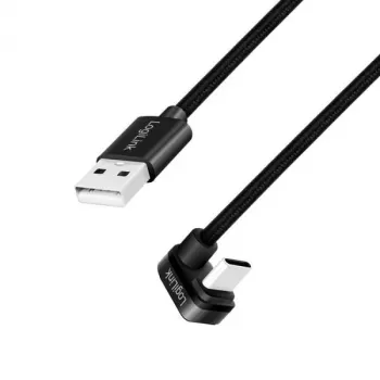 LOGILINK CU0193 Kabel USB 2.0 Type-C C/M abgewinkelt auf USB-A/M Aluminium Schwarz 2 m