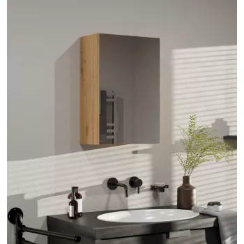 Badezimmer-Aufbewahrungsschrank Top e shop POLA 1DL ARTISAN — wandmontiert, Eichenrahmen, 400×220×600 mm, 3 Regalböden