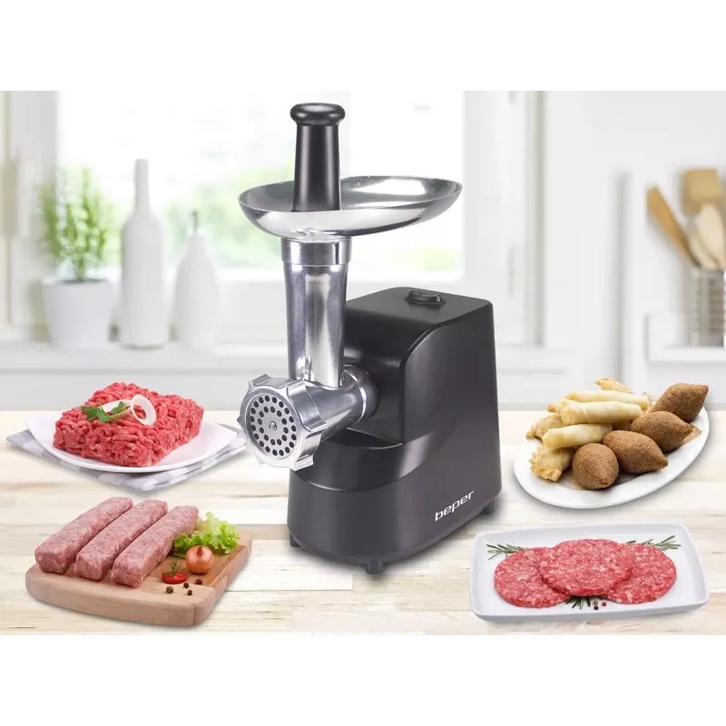 Beper P102ROB200 elektrischer Fleischwolf mit Tomatenpresse, 1200 W, Schwarz