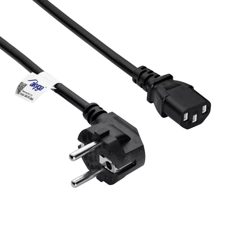 Akyga AK-PC-06A Netzkabel CEE 7/7 auf IEC C13, 3 m, schwarz